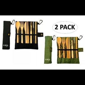 Bamboo Utensils Cutlery Set. Eco friendy, set of 2